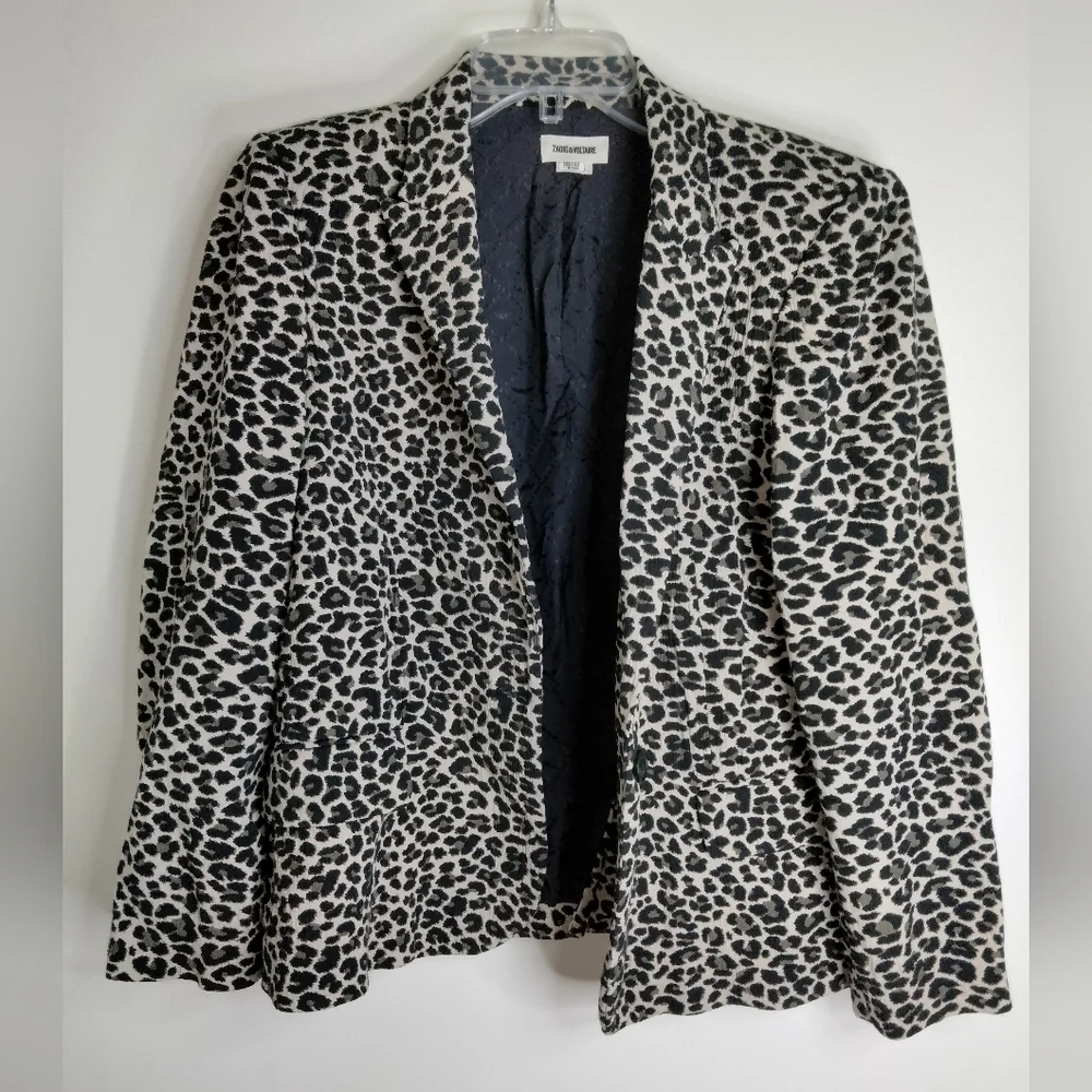 Zadig & Voltaire (Size 36) Animal Print Button Interior Lined LS Blazer Jacket